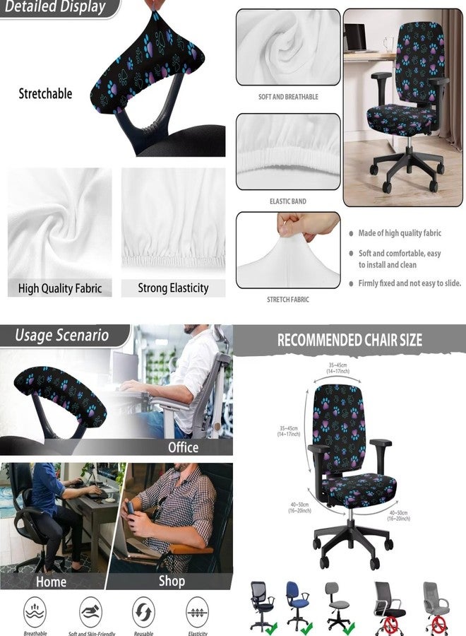 Wanzuoeng Universal Stretchy Computer Office Chair Covers Set of 4, Dog Paw Print Office Desk Chair Seat Cover with Armrest Covers, Soft Comfortable Boss Chair Covers Computer Chair Slipcovers - Image 5